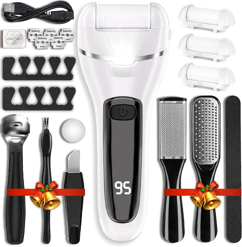 WeaHea Electric Callus Remover for Feet,17 in 1 Professional Pedicure Kit with 3 Roller Heads,2-Speed Rechargeable & Waterproof Foot File - Perfect for Dead Hard Cracked Dry Skin Care at Home - Image 1